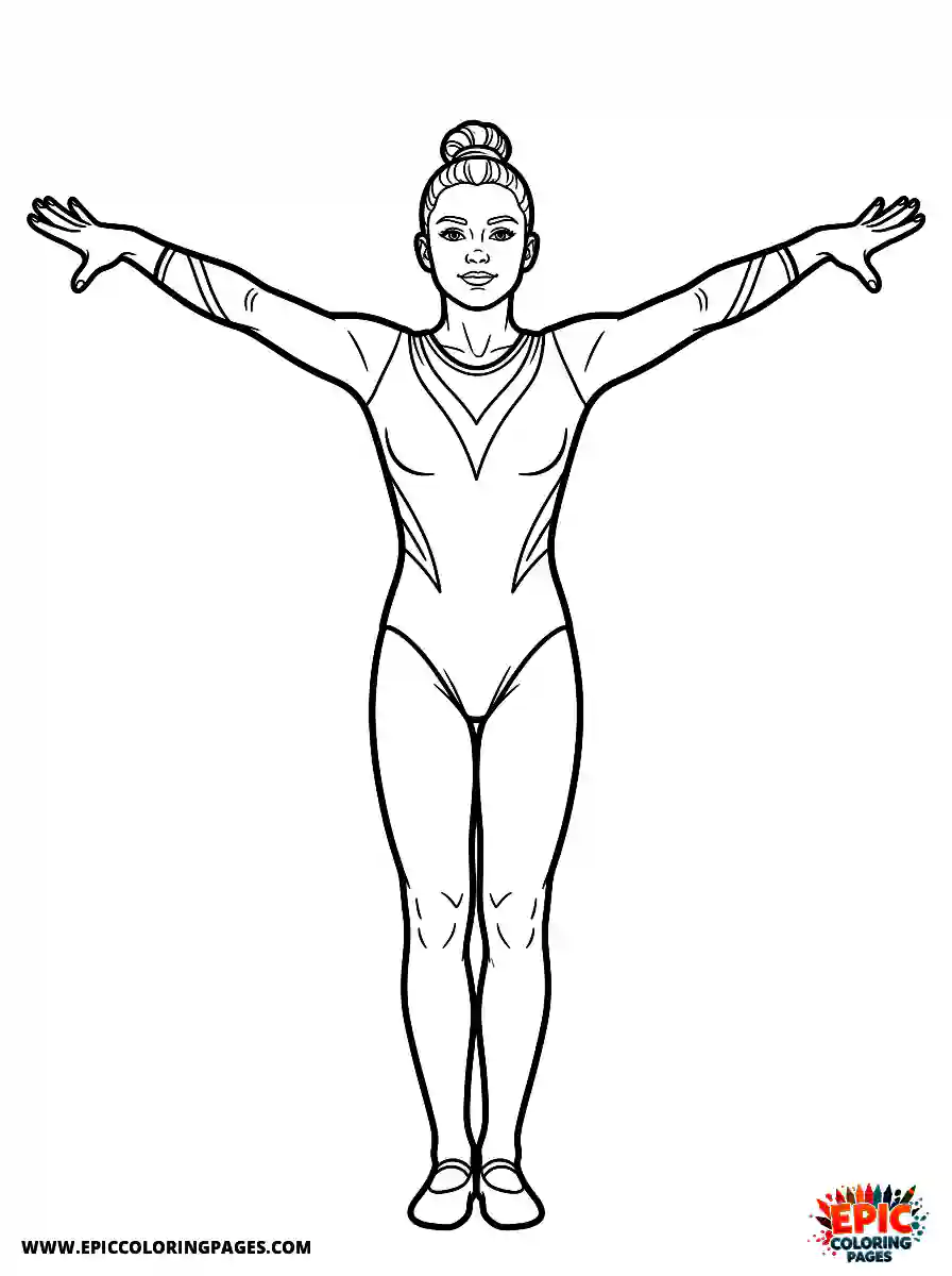 Gymnast Girl Simple gymnast girl realistic striking a final dramatic pose with arms out