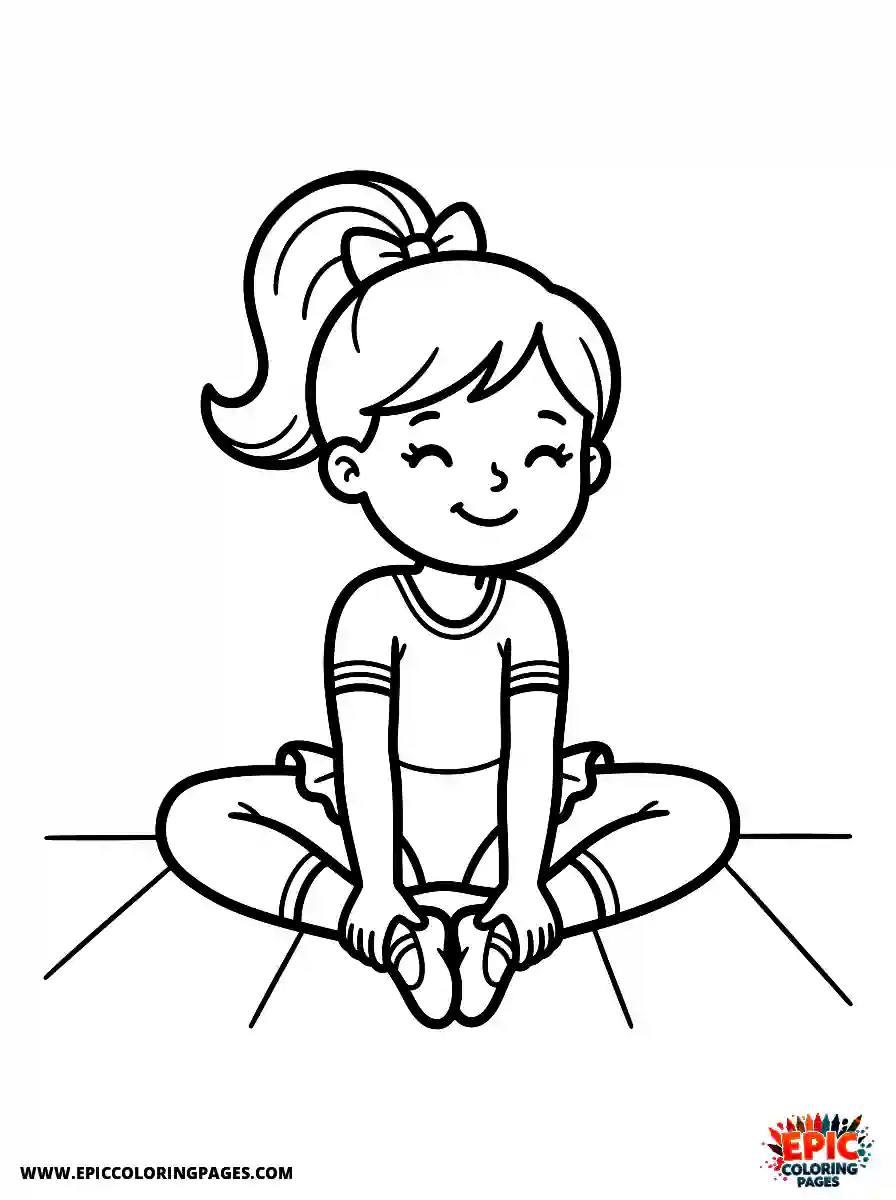 Gymnast Girl Simple gymnast girl style doing a butterfly stretch on the floor