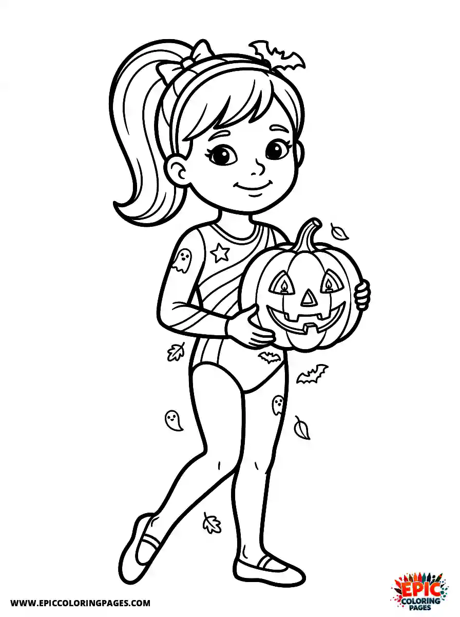 Gymnast Girl Simple gymnast girl style holding a carved pumpkin with a candle