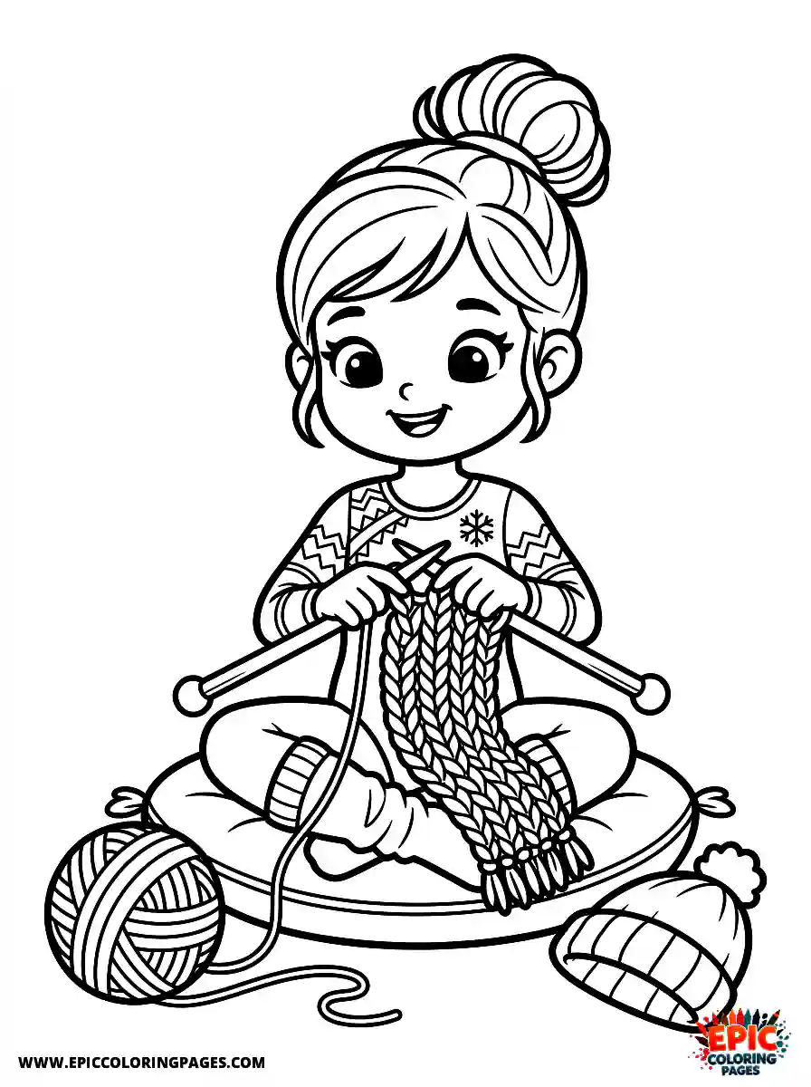 Gymnast Girl Simple gymnast girl style knitting a scarf with wooden needles