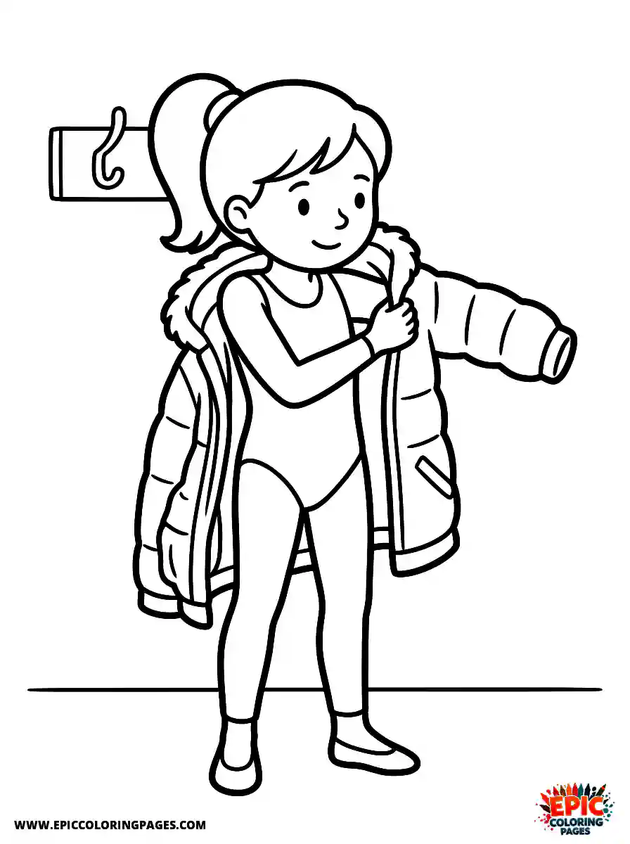 Gymnast Girl Simple gymnast girl style putting on a warm winter coat