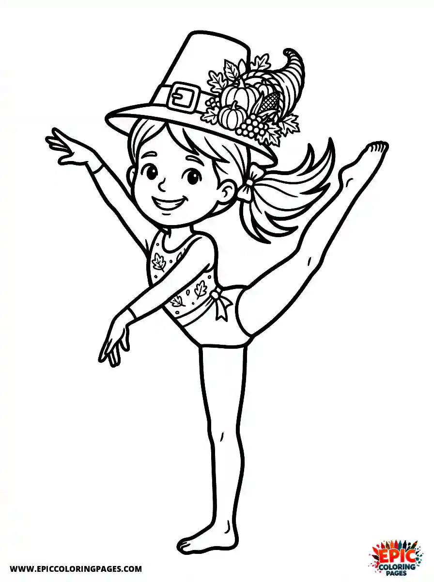 Gymnast Girl Simple gymnast girl style wearing a pilgrim hat with cornucopia