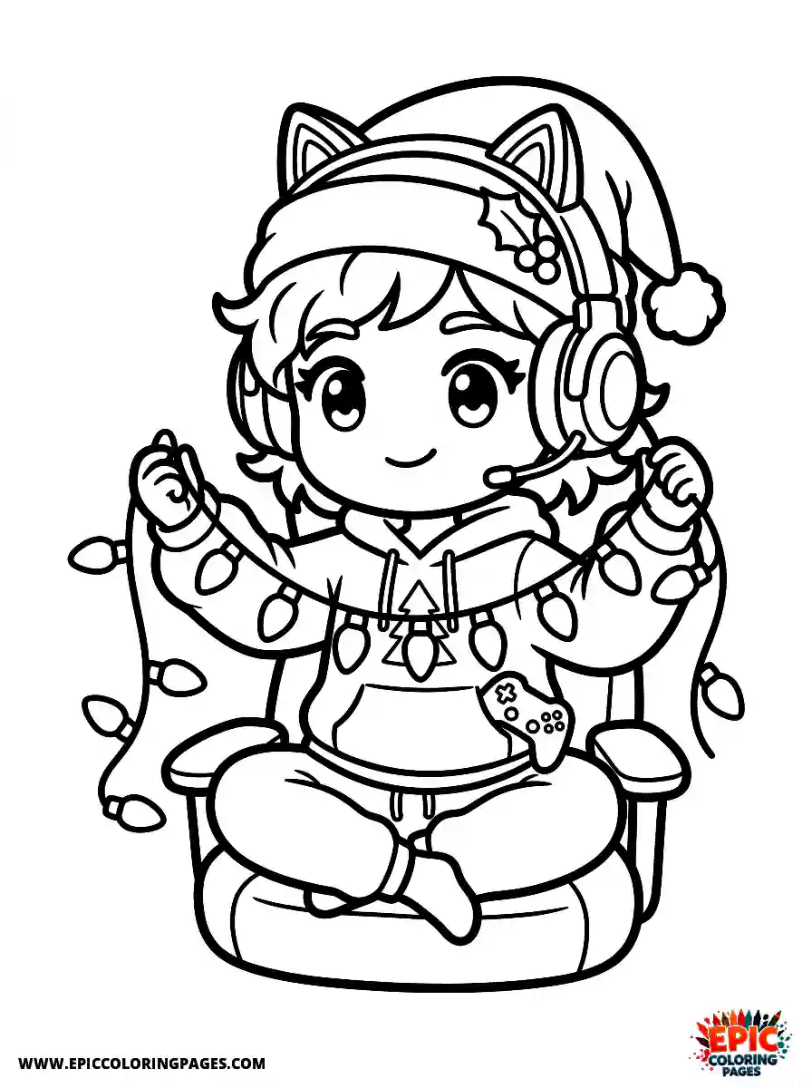 Streamer Girl Simple streamer girl chibi style decorating with lights