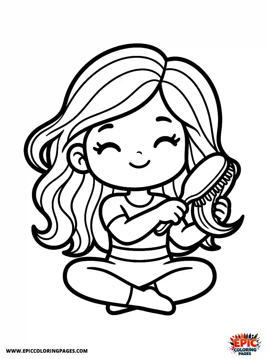 Yoga Girl Simple yoga girl chibi style brushing hair with a hairbrush