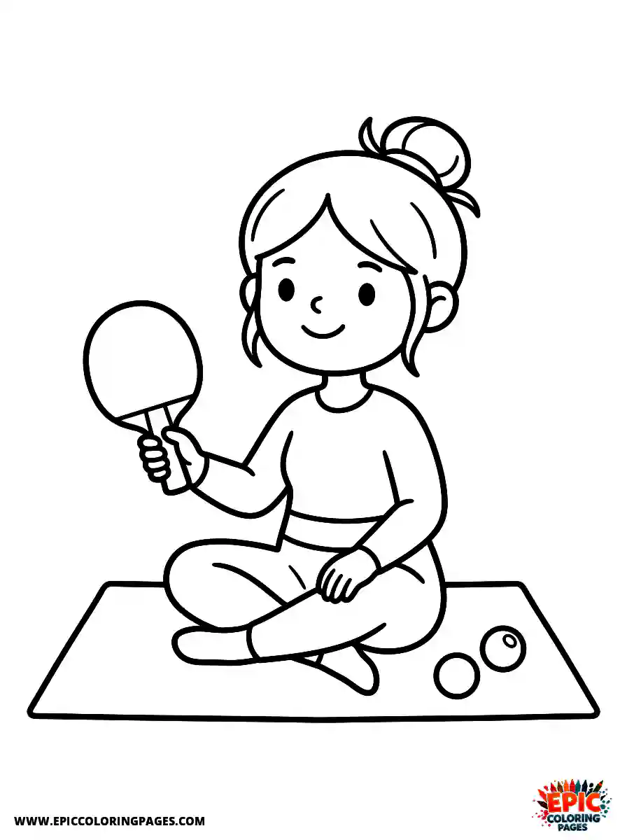 Yoga Girl Simple yoga girl cute style holding a ping pong paddle