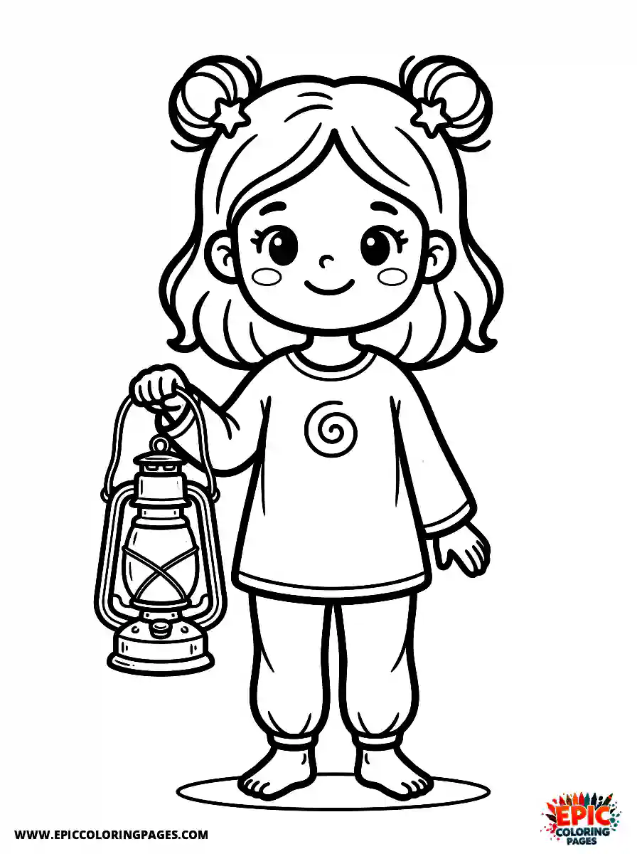 Yoga Girl Simple yoga girl kawaii style holding a vintage lantern