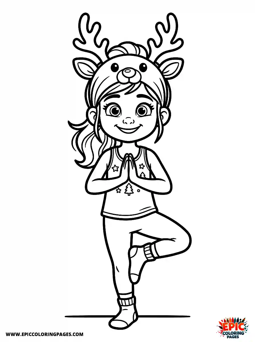 Yoga Girl Simple yoga girl pixar style wearing a reindeer headband