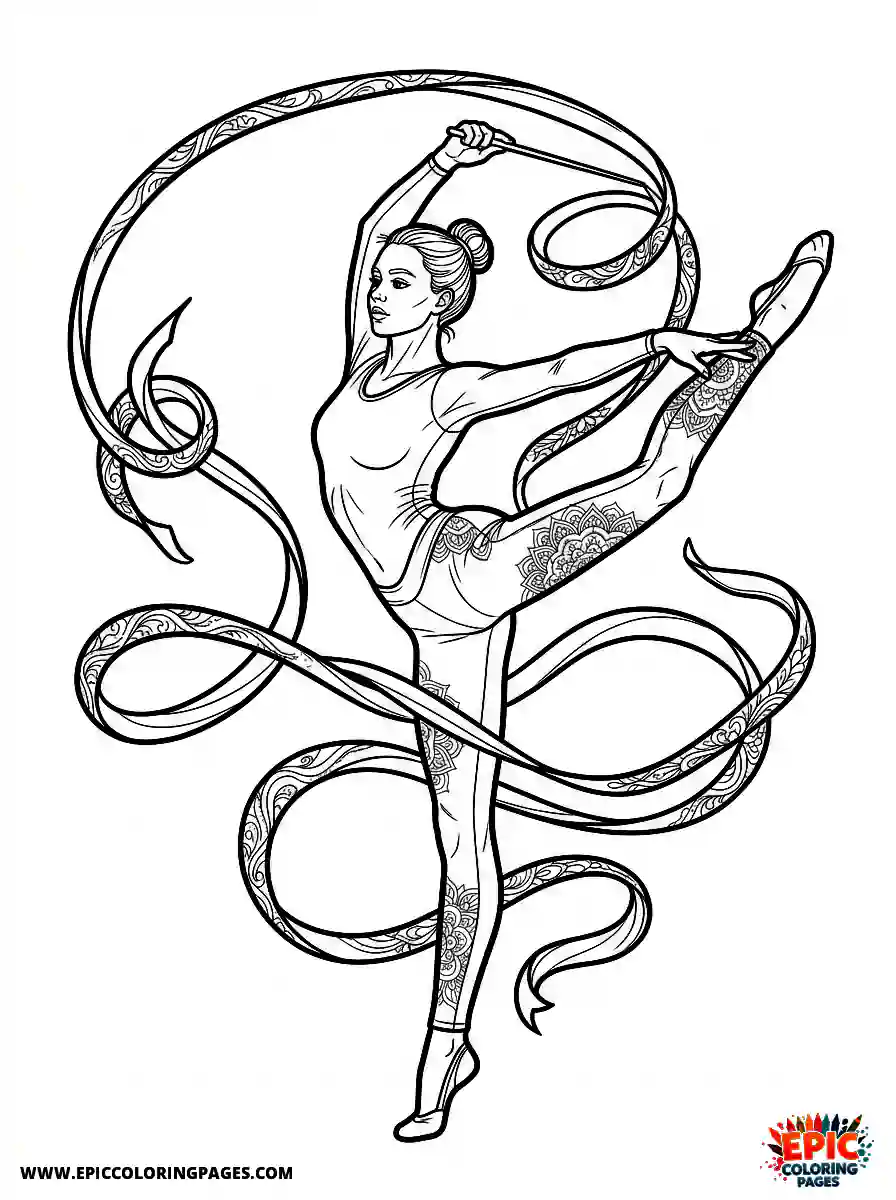Yoga Girl Simple yoga girl realistic doing a gymnastic ribbon routine