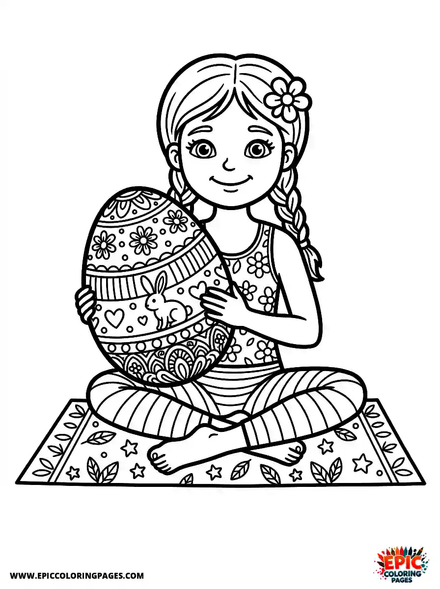 Yoga Girl Simple yoga girl realistic holding a beautifully decorated easter egg
