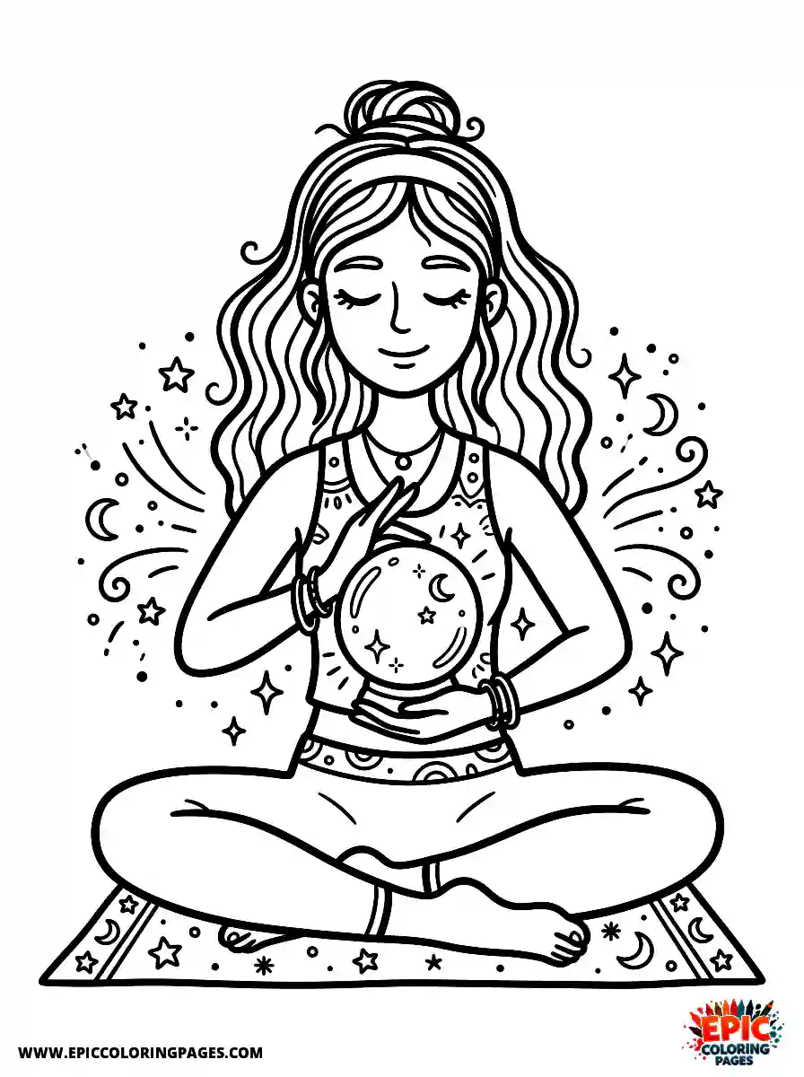 Yoga Girl Simple yoga girl realistic holding a crystal ball