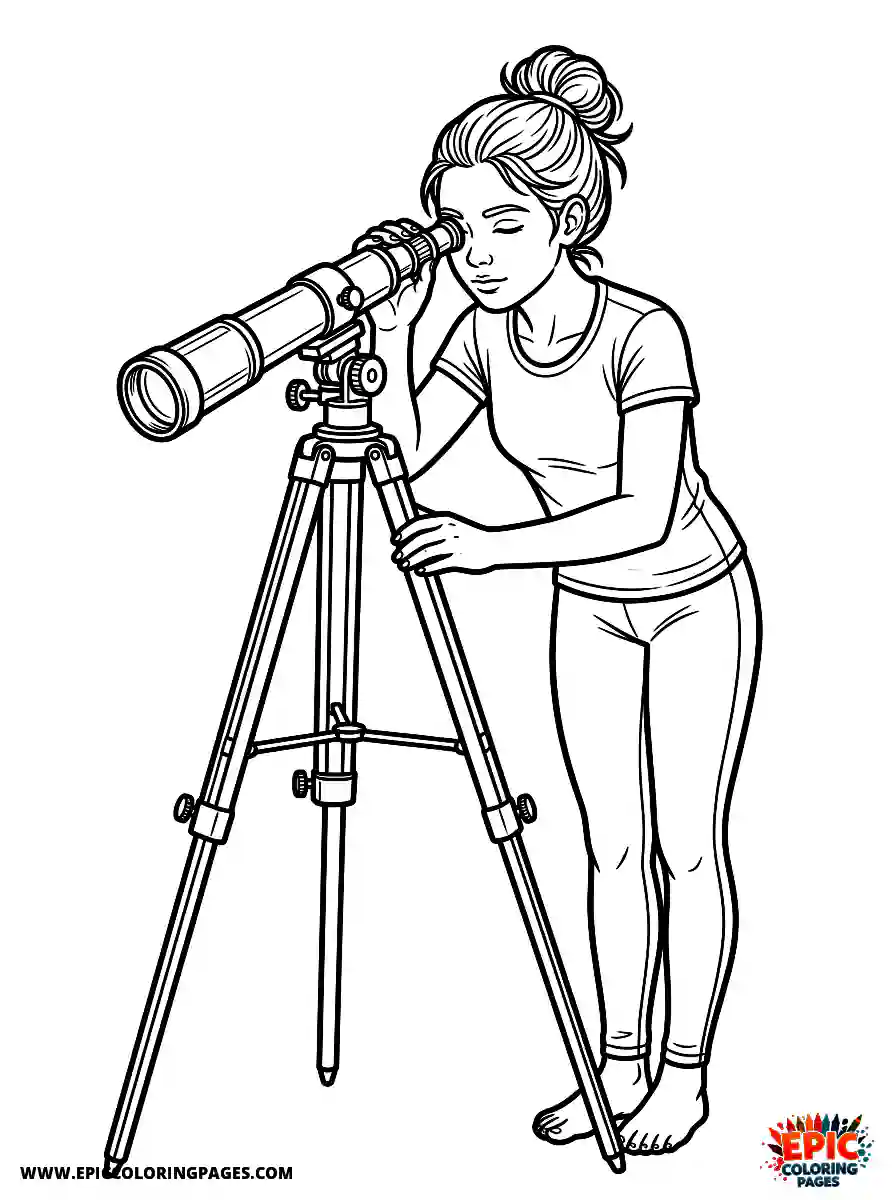 Yoga Girl Simple yoga girl realistic looking through a brass telescope