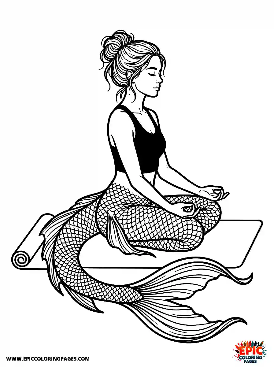 Yoga Girl Simple yoga girl realistic wearing a realistic mermaid tail