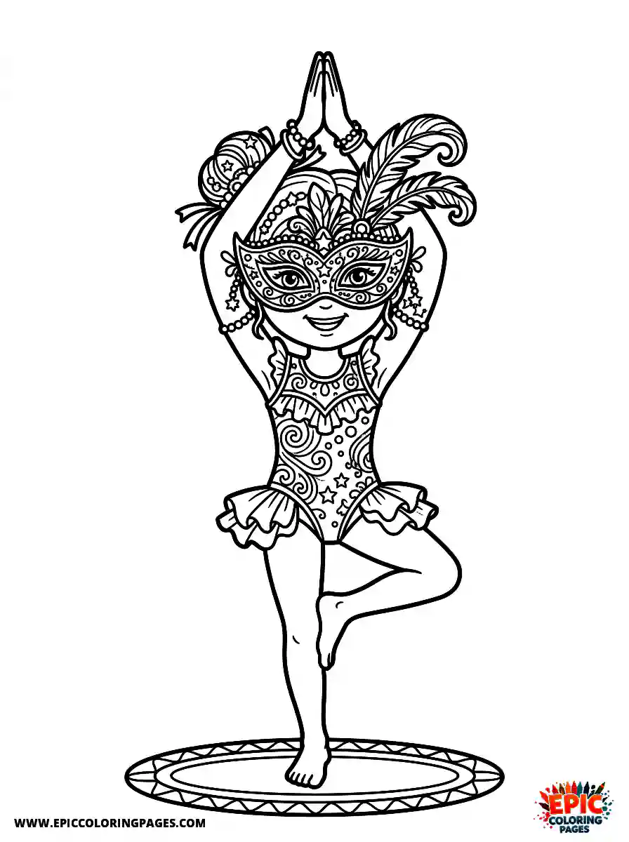 Yoga Girl Simple yoga girl realistic wearing an intricate masquerade mask