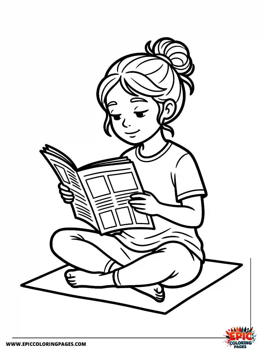 Yoga Girl Simple yoga girl style reading a newspaper