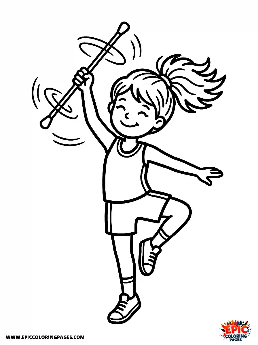 Yoga Girl Simple yoga girl style twirling a baton