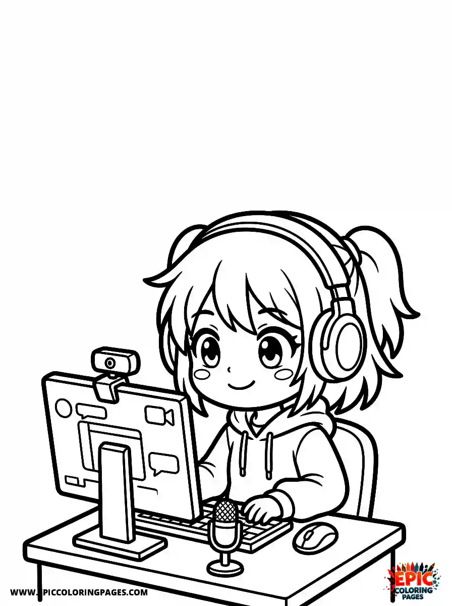 Streamer Girl Streamer girl chibi style using a computer