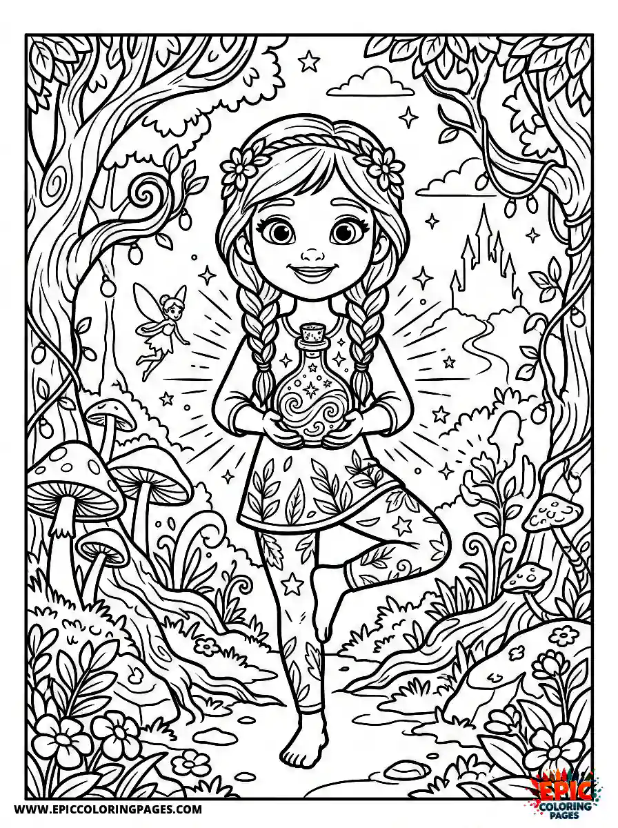 Yoga Girl Yoga girl 3d disney style holding a glowing potion bottle