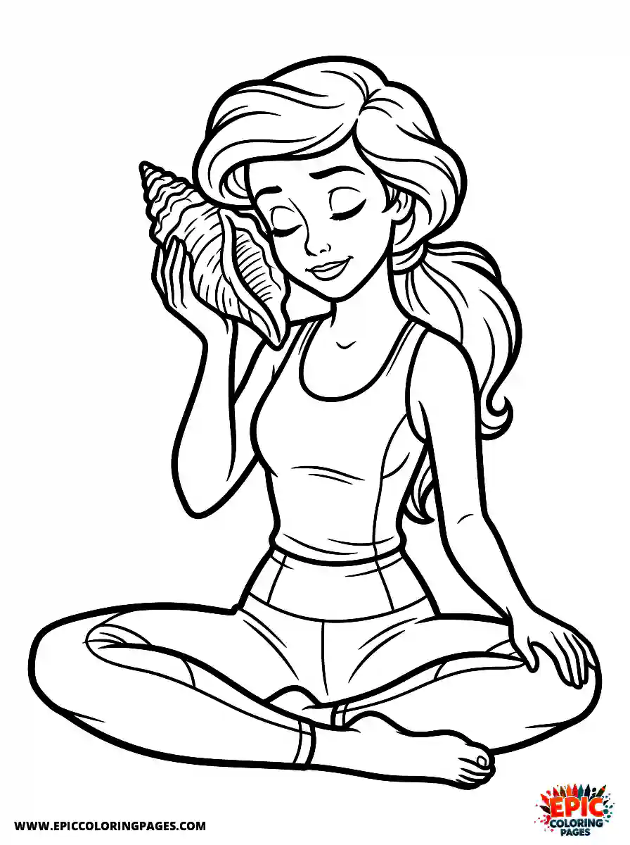 Yoga Girl Yoga girl 3d disney style holding a seashell to her ear