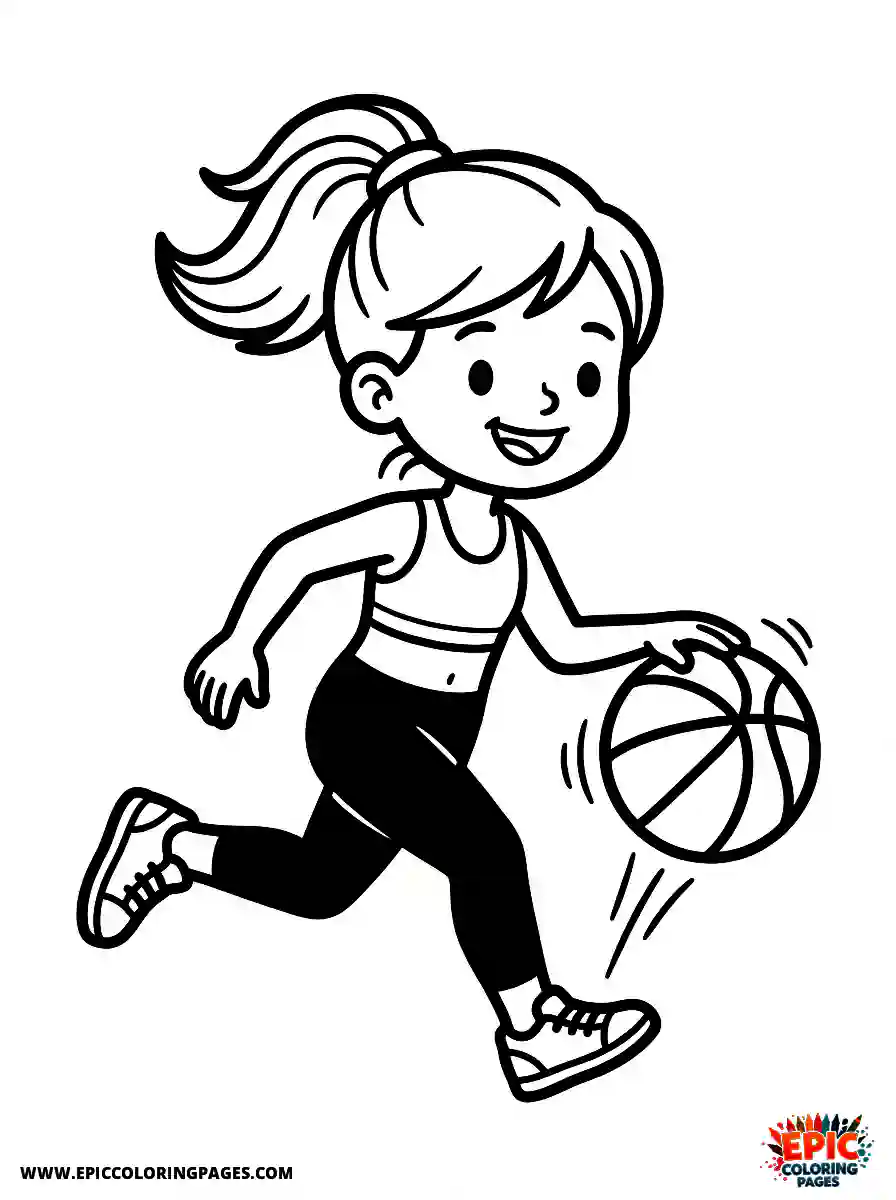 Yoga Girl Yoga girl adorable style dribbling a basketball