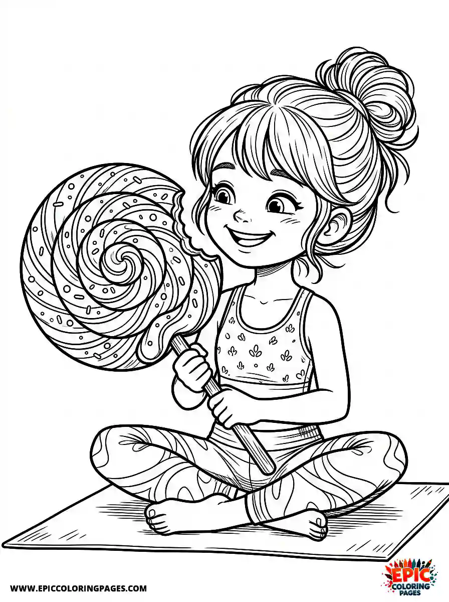 Yoga Girl Yoga girl adorable style eating a giant lollipop