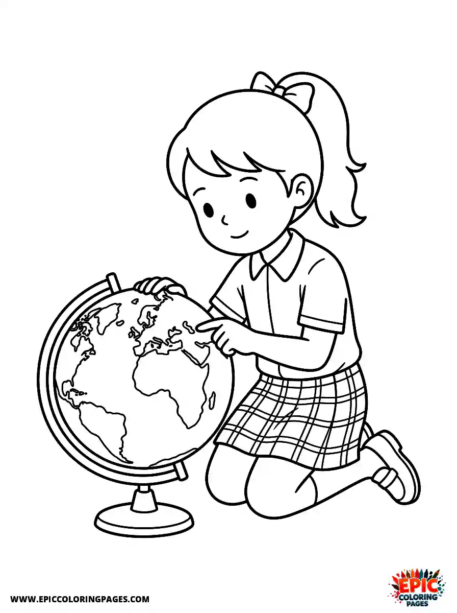 Yoga Girl Yoga girl adorable style examining a globe wearing uniform