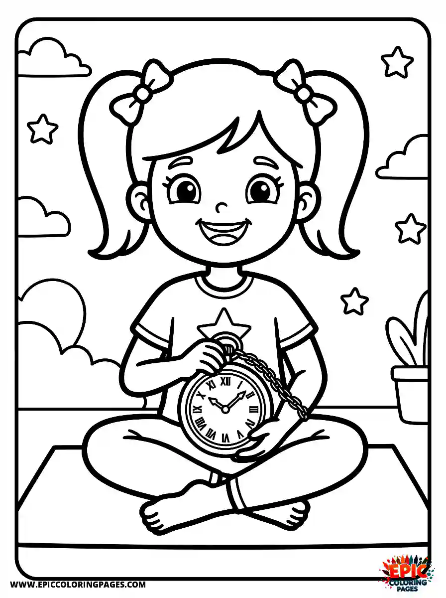 Yoga Girl Yoga girl adorable style holding a classic pocket watch