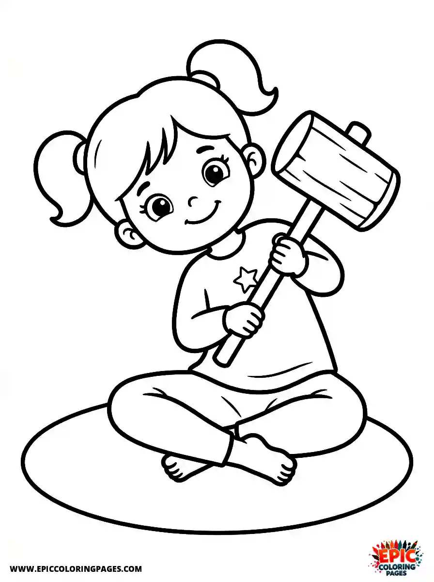 Yoga Girl Yoga girl adorable style holding a hammer
