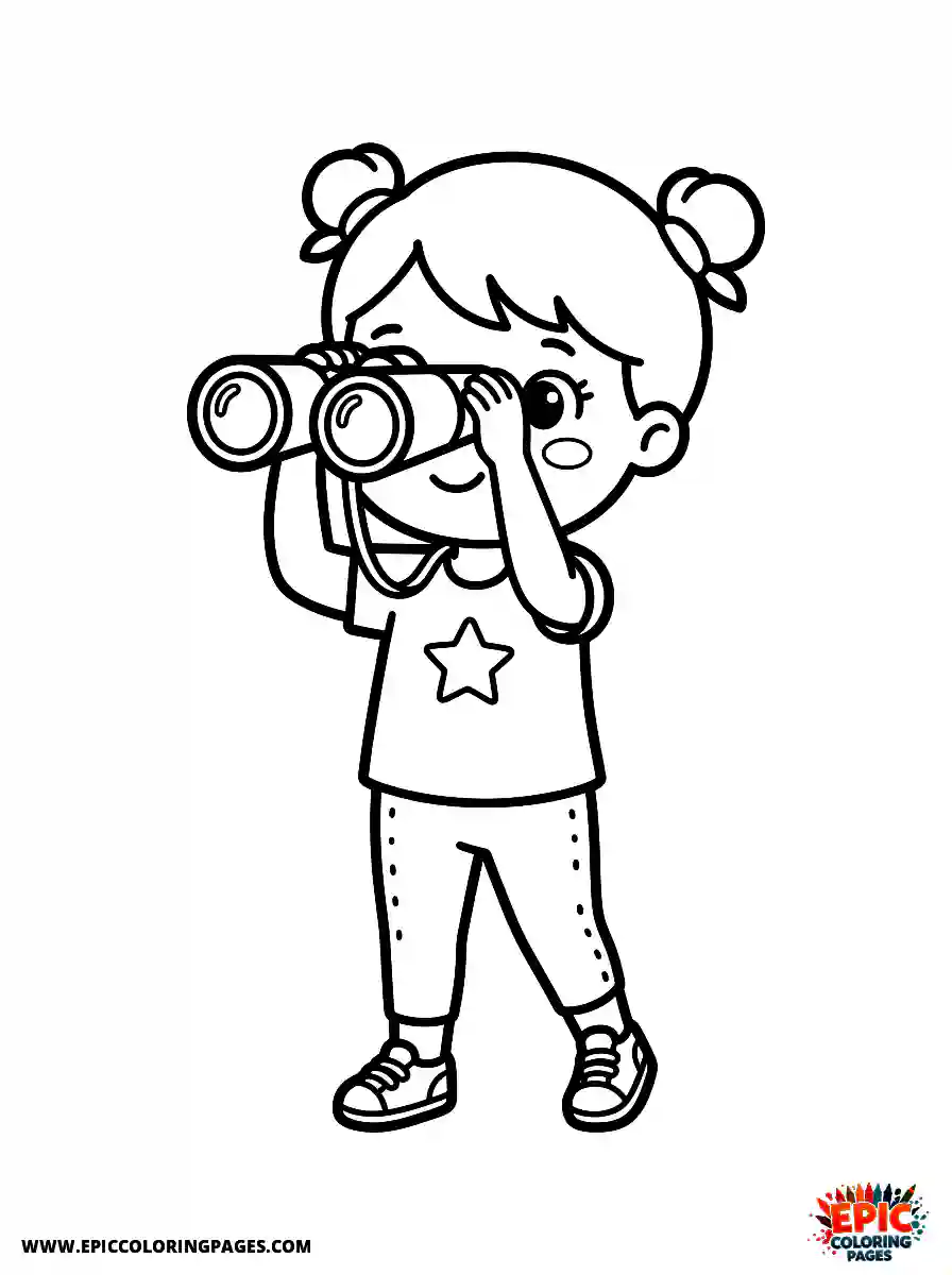 Yoga Girl Yoga girl adorable style holding a pair of binoculars