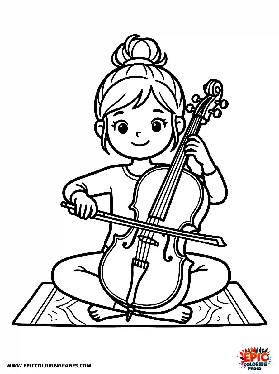 Yoga Girl Yoga girl adorable style playing a cello