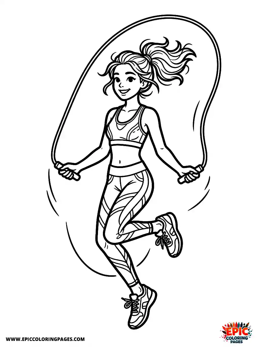 Yoga Girl Yoga girl adorable style skipping with a jump rope
