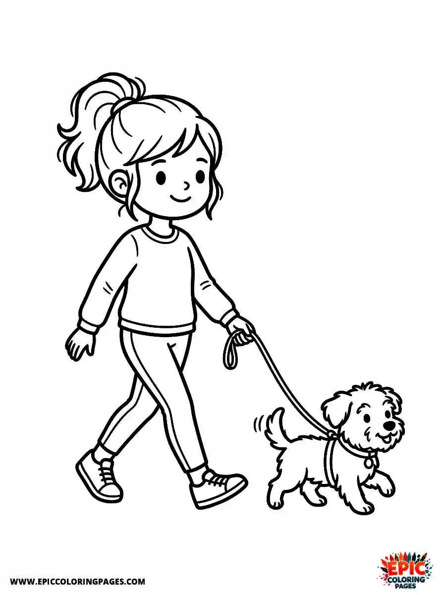 Yoga Girl Yoga girl adorable style walking a small dog on a leash