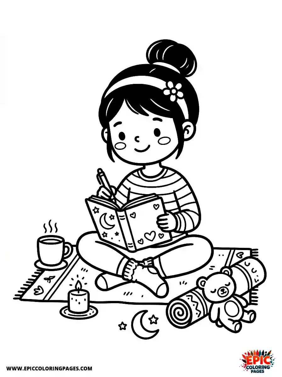 Yoga Girl Yoga girl adorable style writing in a diary with a pen