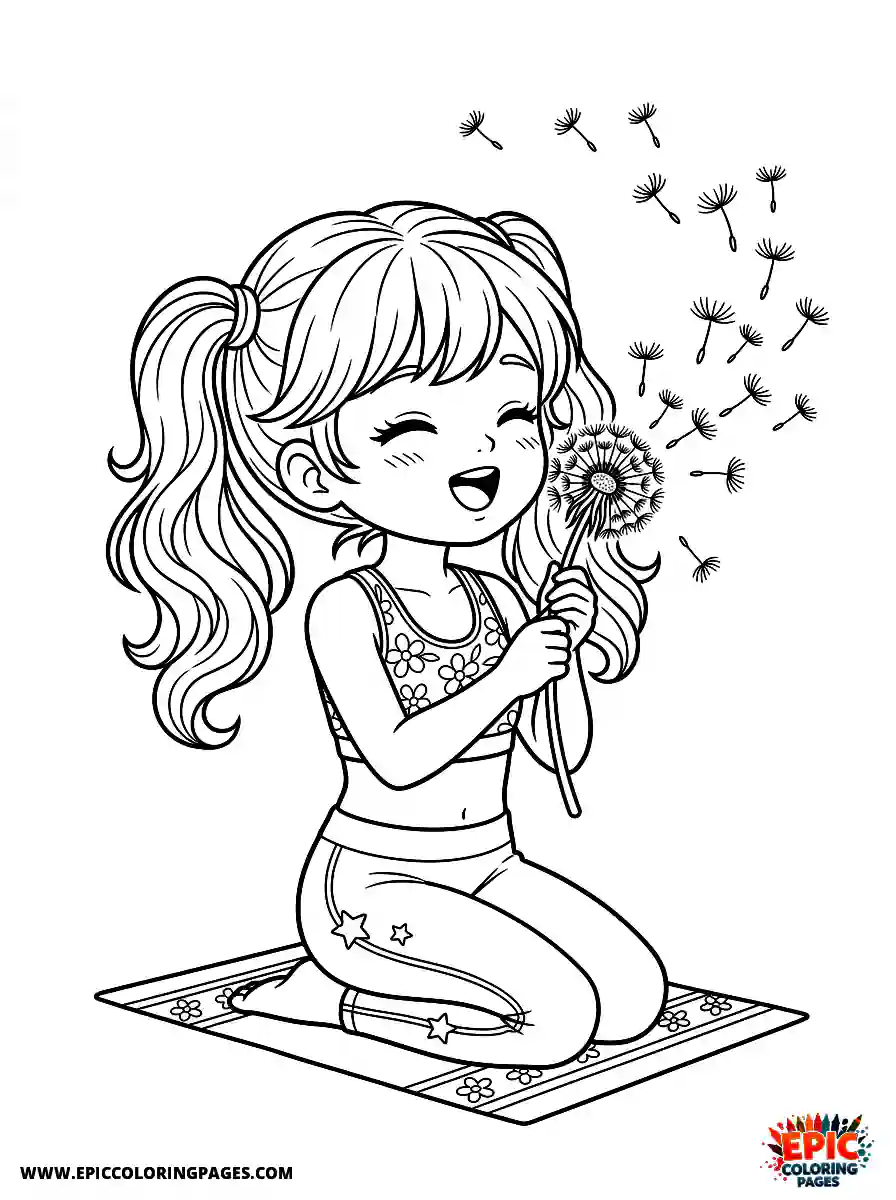 Yoga Girl Yoga girl anime style blowing a dandelion