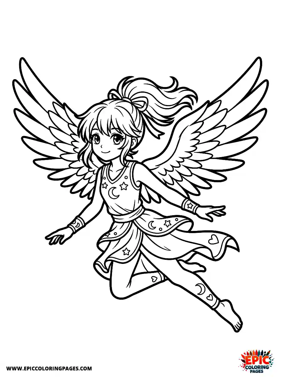 Yoga Girl Yoga girl anime style flying with angel wings