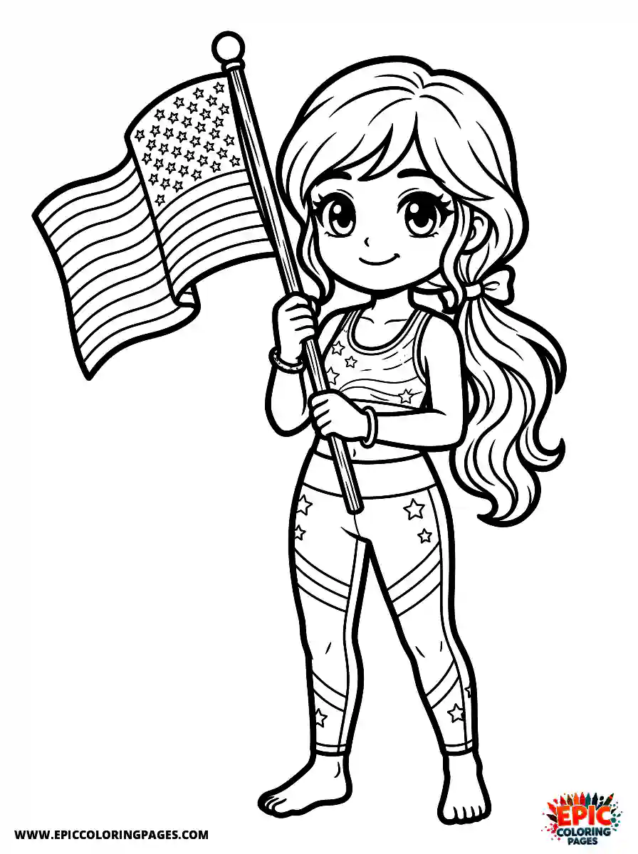 Yoga Girl Yoga girl anime style holding a flag