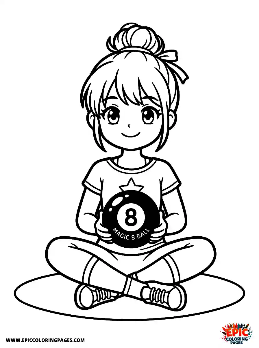 Yoga Girl Yoga girl anime style holding a magic 8 ball