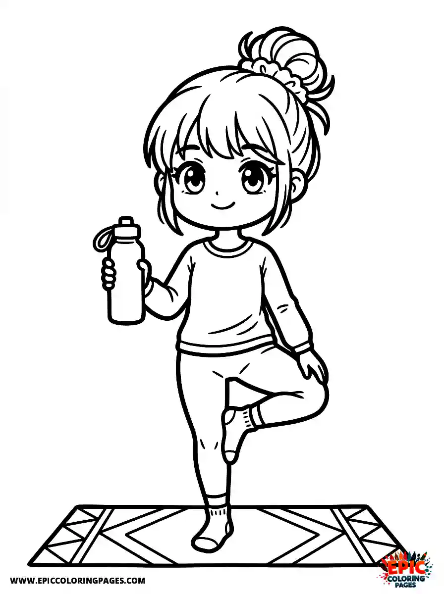 Yoga Girl Yoga girl anime style holding a reusable water bottle