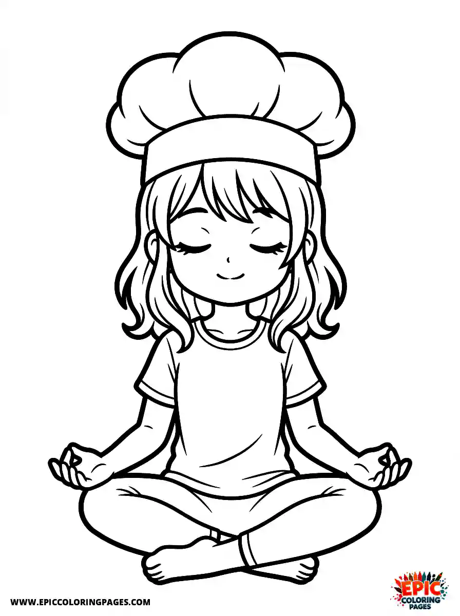 Yoga Girl Yoga girl anime style wearing a chef hat