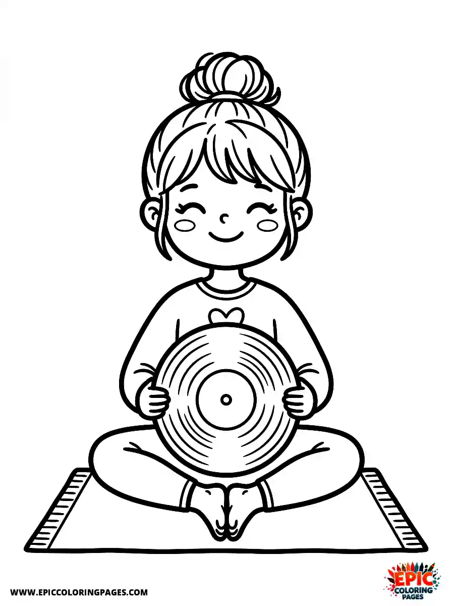 Yoga Girl Yoga girl cartoon style holding a vinyl record