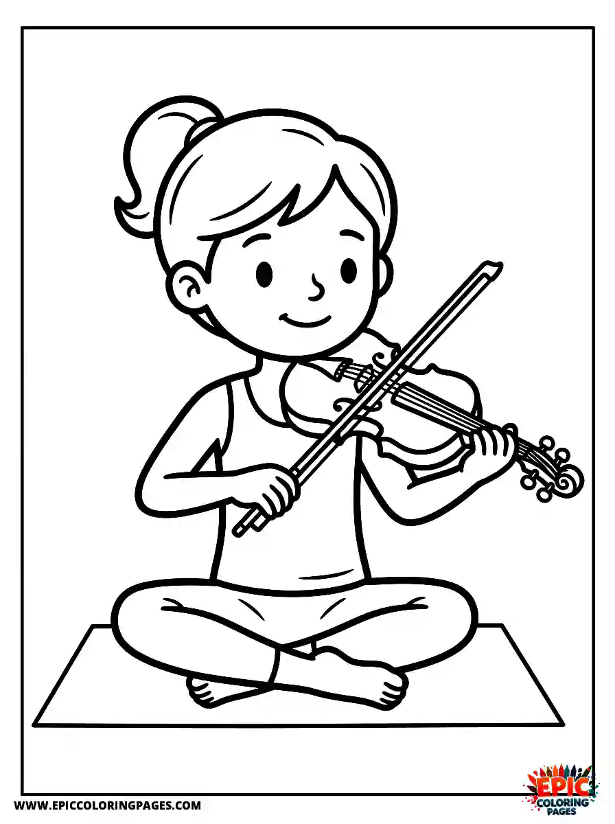 Yoga Girl Yoga girl cartoon style playing a violin