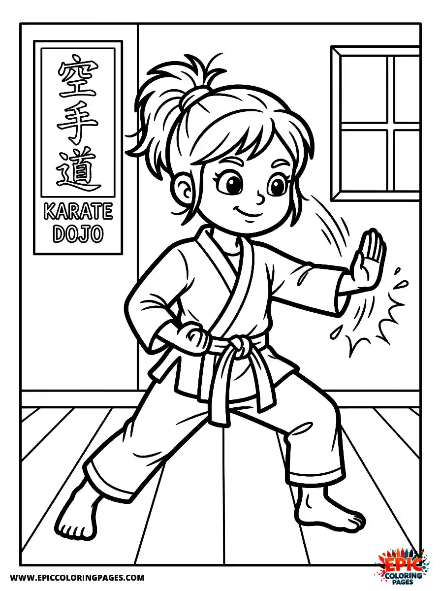 Yoga Girl Yoga girl cartoon style practicing karate chops