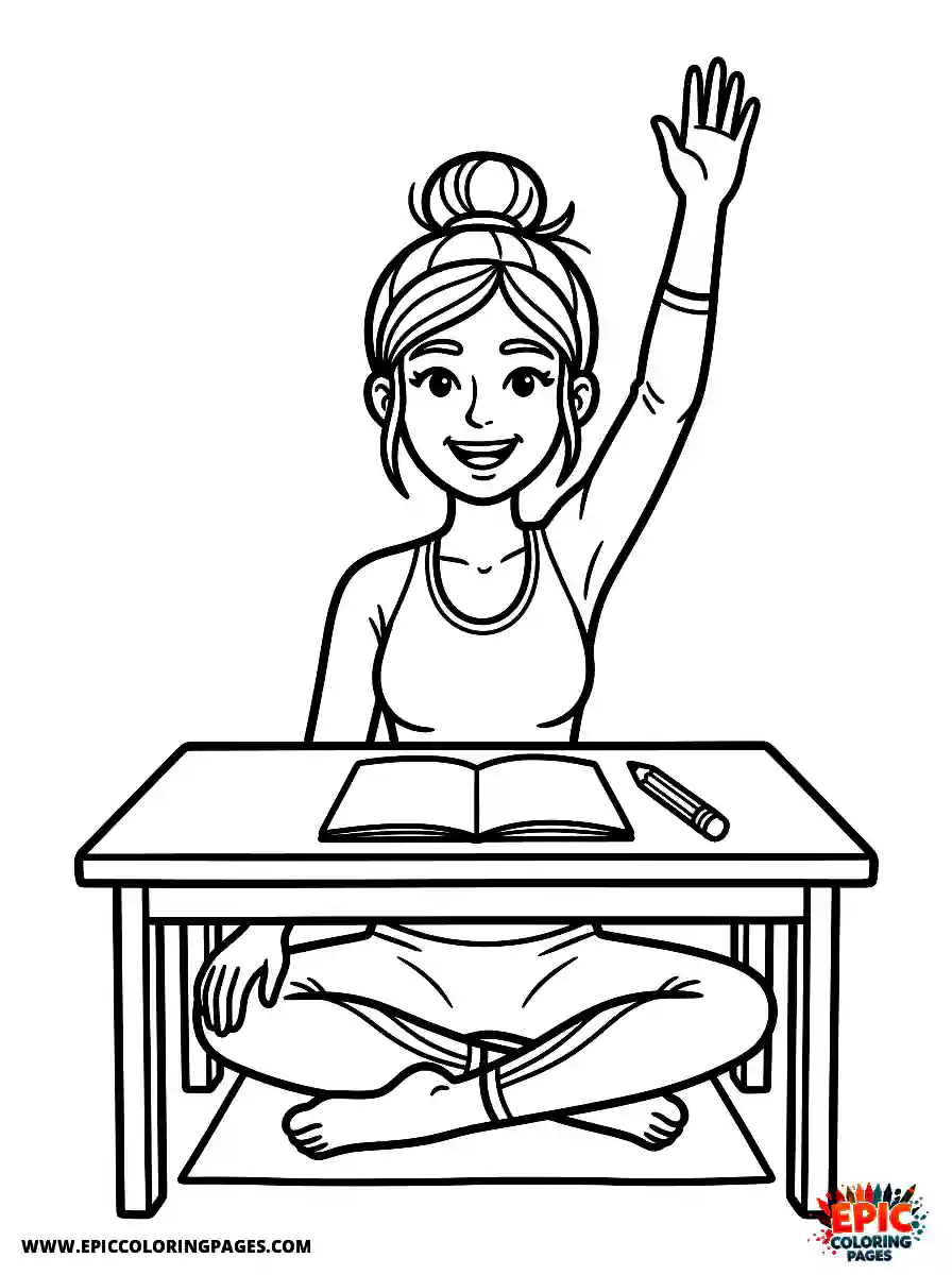 Yoga Girl Yoga girl cartoon style raising a hand to answer a question