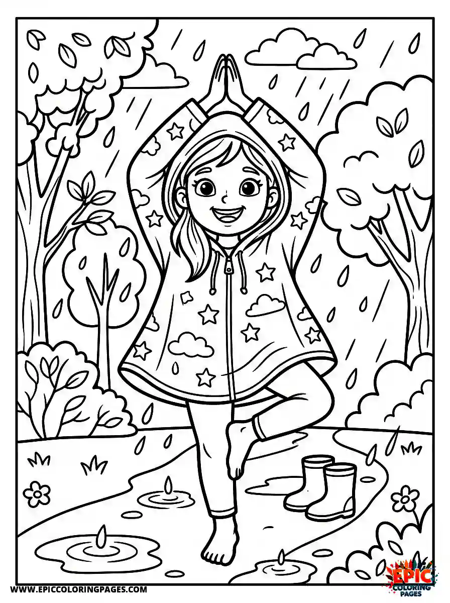 Yoga Girl Yoga girl cartoon style wearing a rain poncho