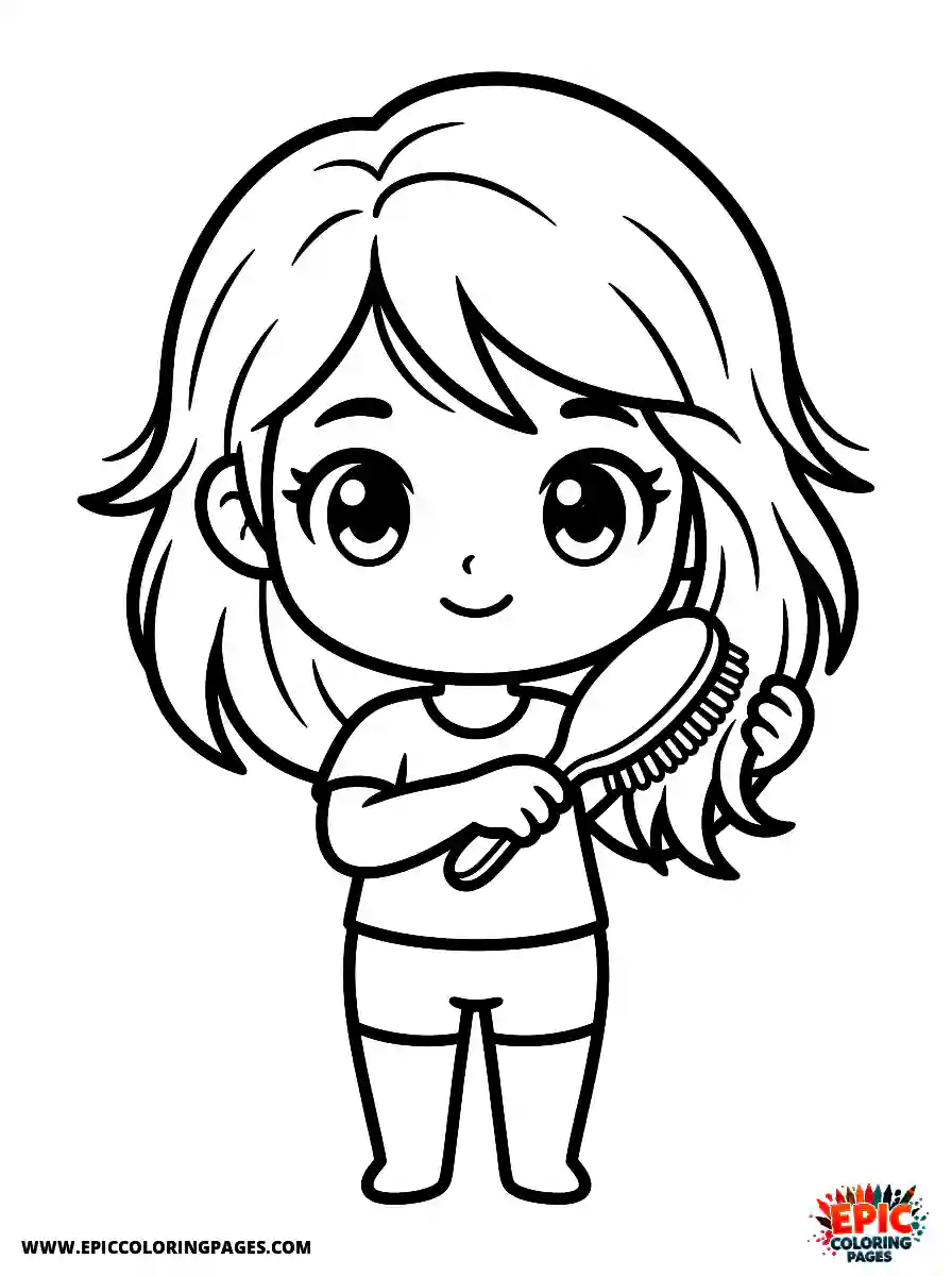 Yoga Girl Yoga girl chibi style brushing hair with a hairbrush