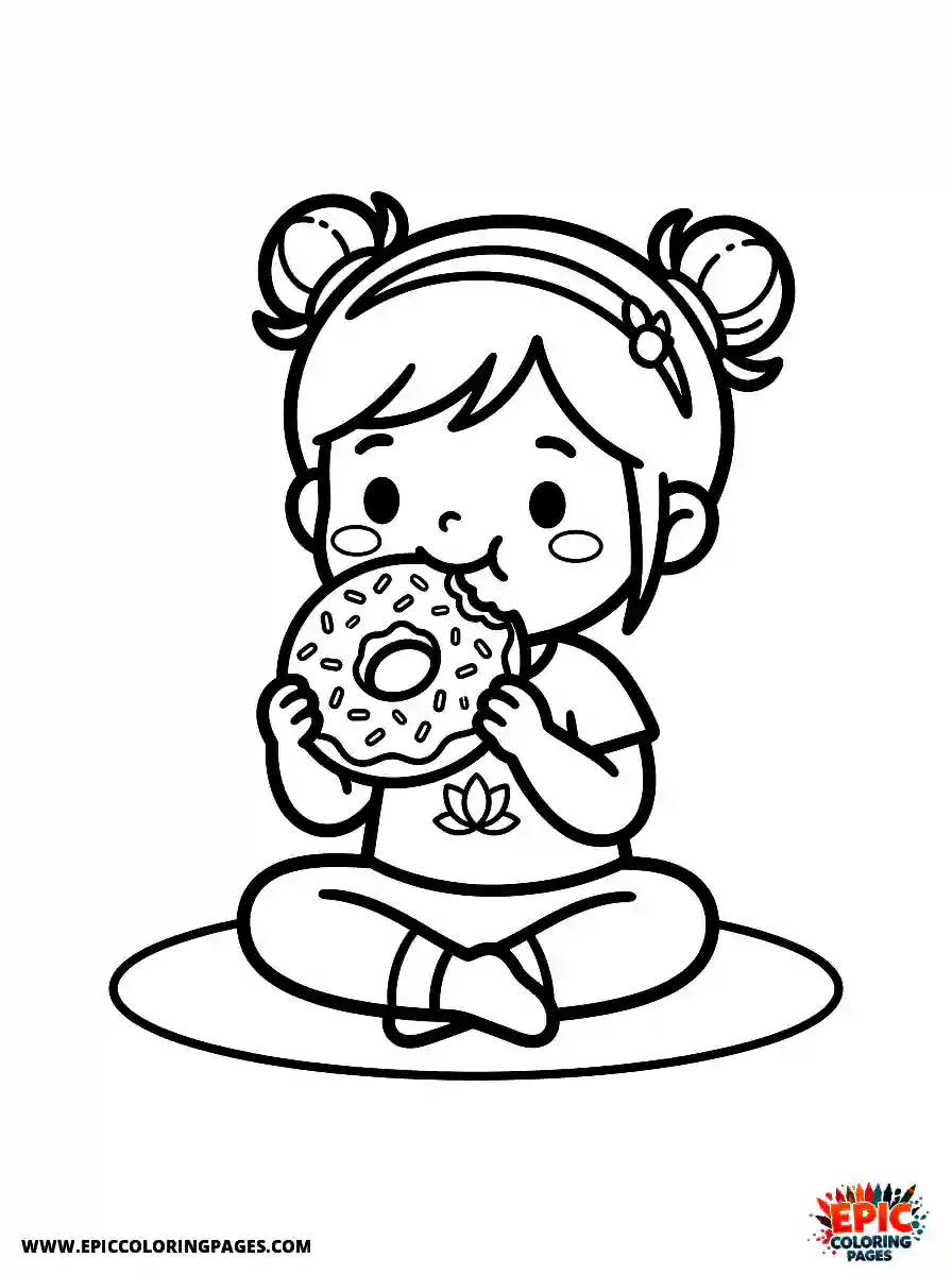 Yoga Girl Yoga girl chibi style eating a donut
