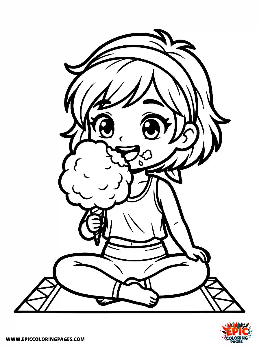 Yoga Girl Yoga girl chibi style eating cotton candy