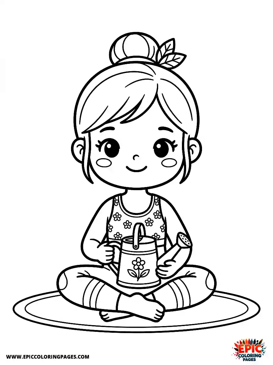 Yoga Girl Yoga girl chibi style holding a watering can