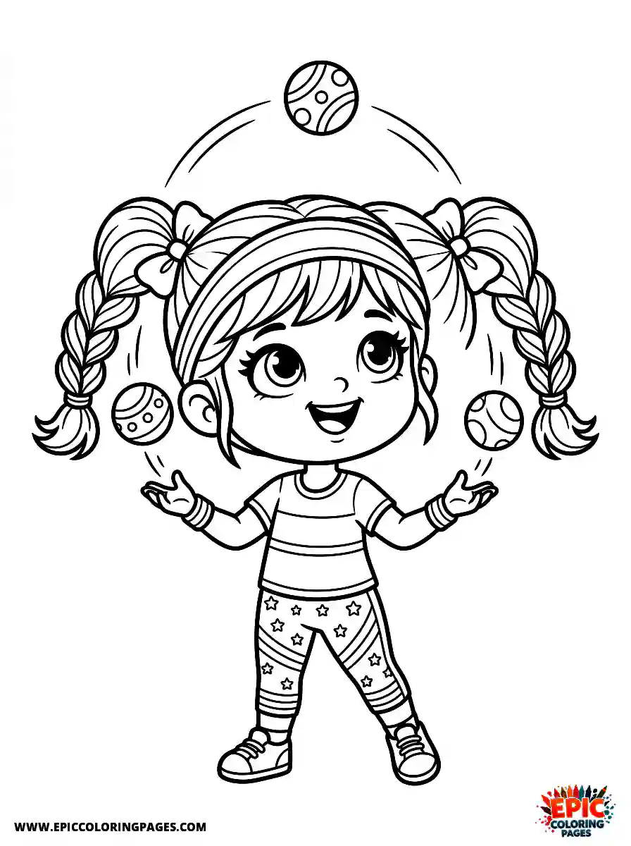 Yoga Girl Yoga girl chibi style juggling three balls