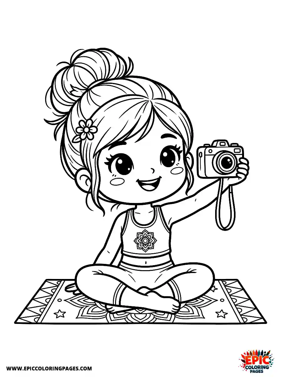 Yoga Girl Yoga girl chibi style taking a selfie with a camera