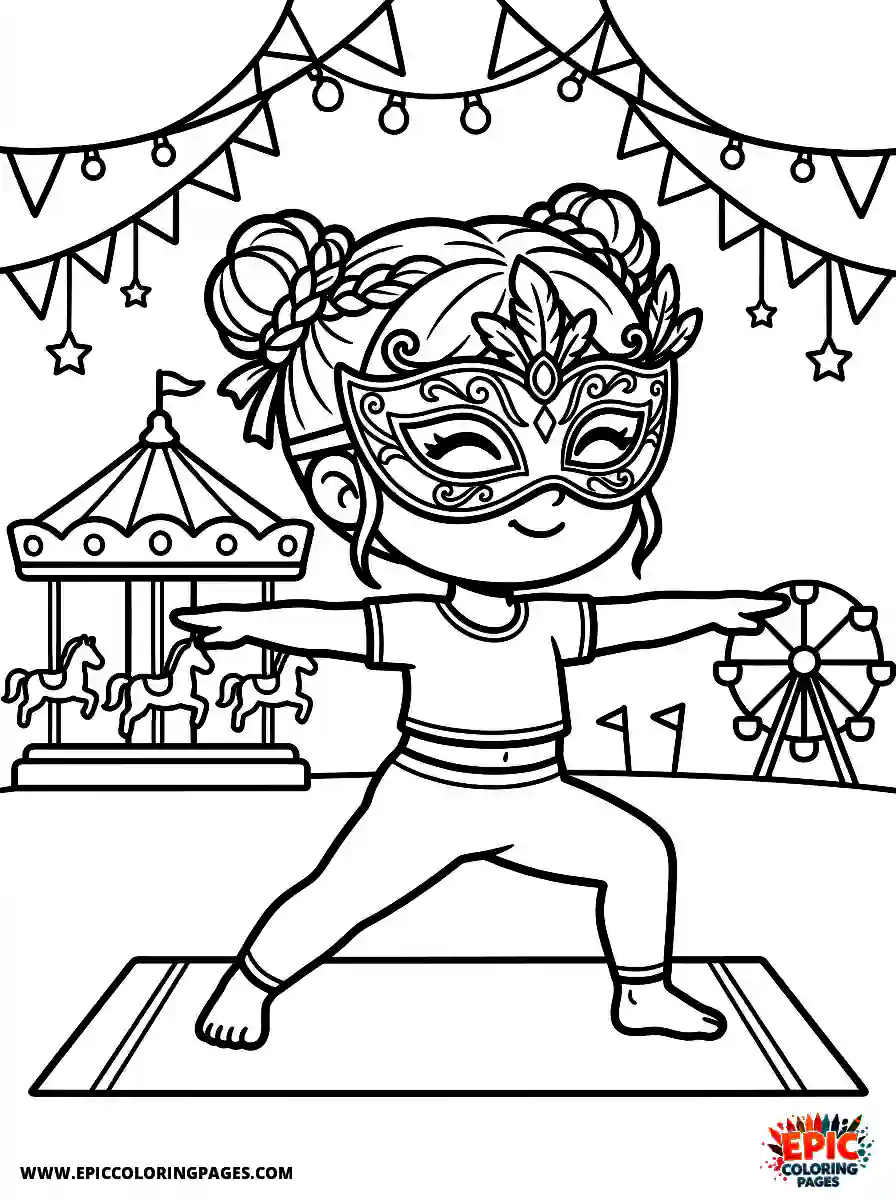 Yoga Girl Yoga girl chibi style wearing a masquerade mask